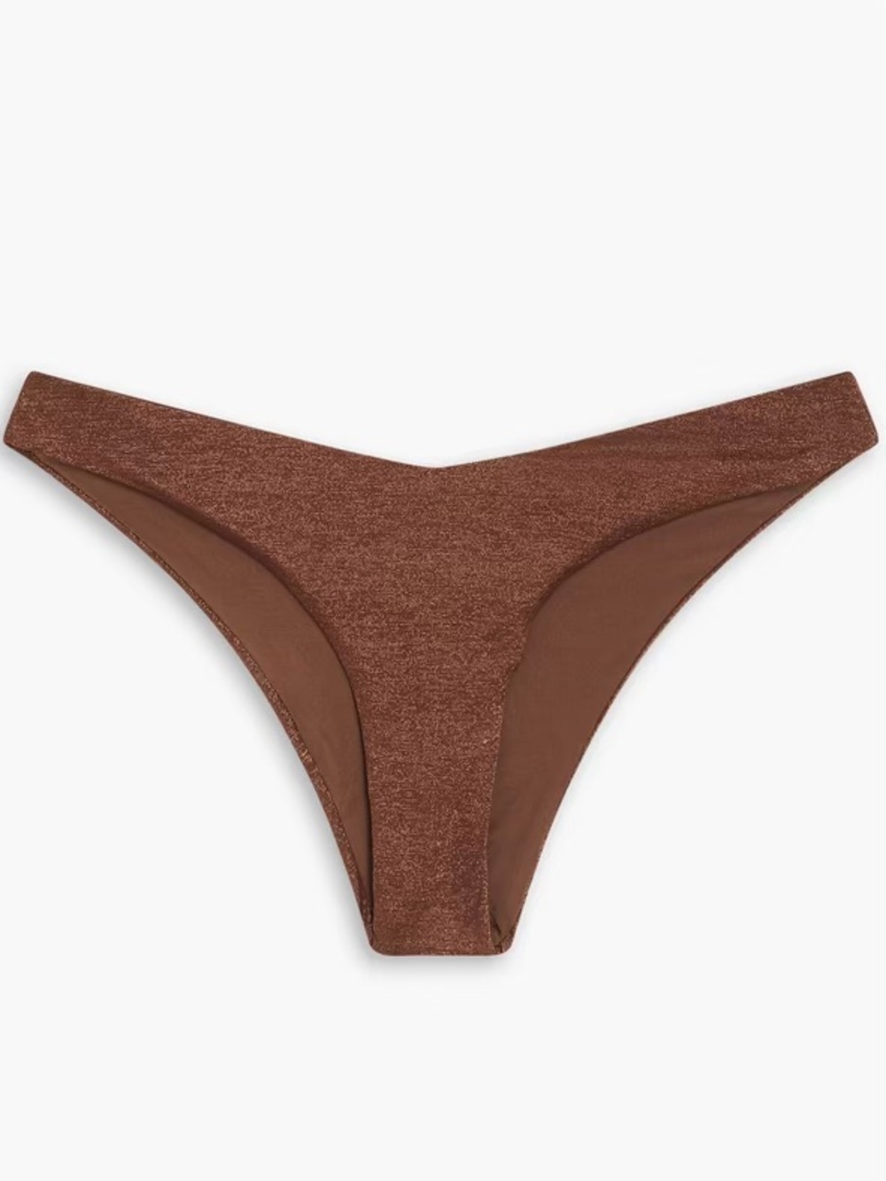 NWT Onia ‘Chiara’ Shimmer Stretch-Jersey Low-Rise Bikini Briefs in “Hickory” XL